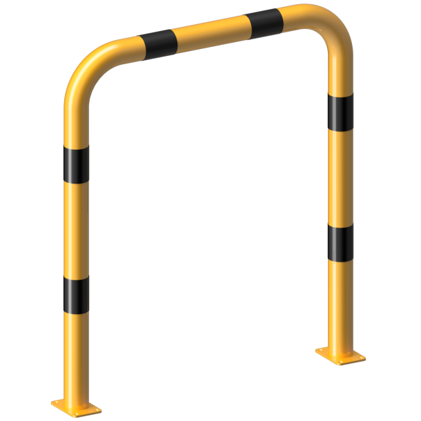 Anti-nudge hoop | steel tube  76 mm | yellow / black | total width: 1000 mm | height above ground: 1150 mm | to be fixed by plugs